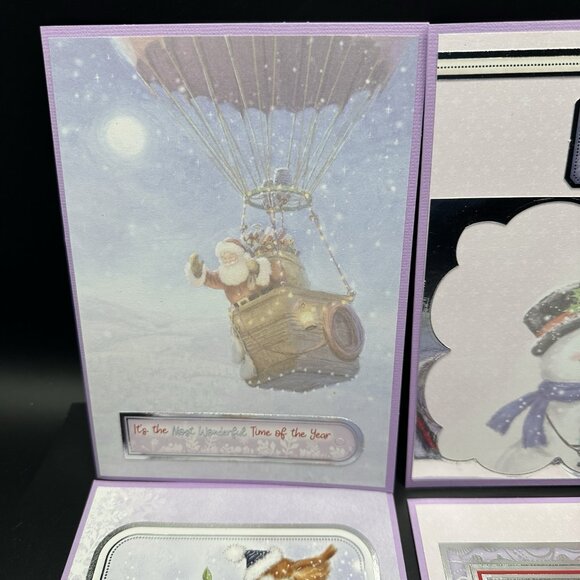 Handmade Christmas Cards with Envelopes Colorful Set of 6 Santa Birds Dog Purple - Picture 3 of 15